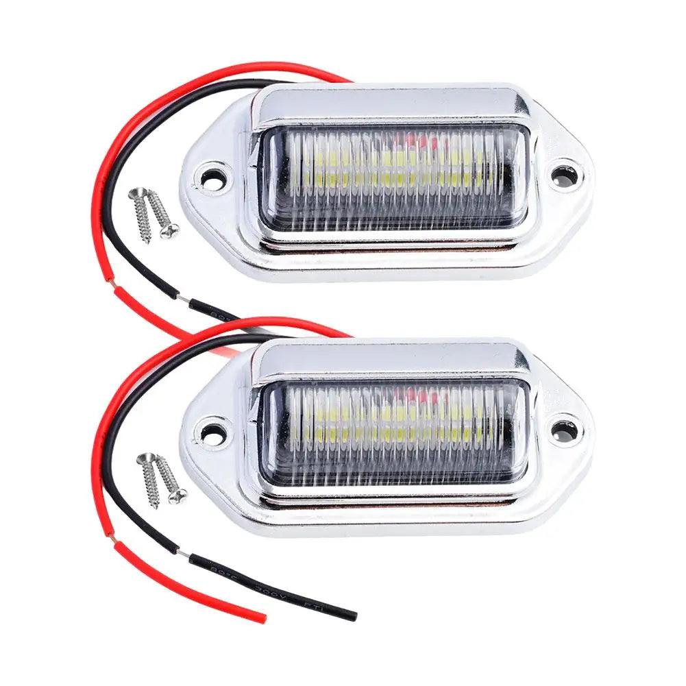 2PCS 6 LED Car License Number Plate Light For SUV Truck Trailer Van