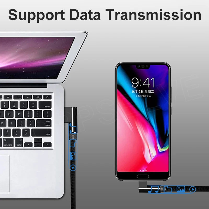 Micro USB Cable for Android Devices L-shape 1M 2M Charging Cord 90