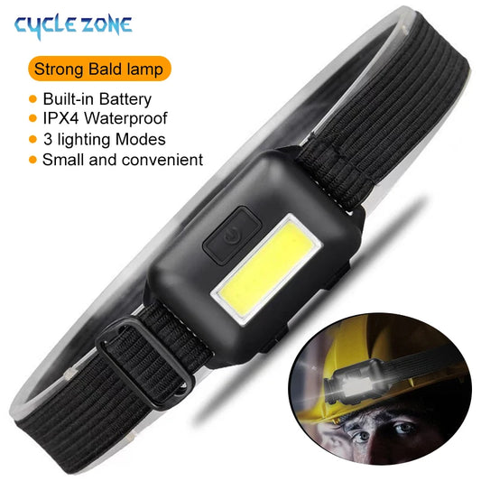 Mini Headlight COB LED Headlamp 3 Modes Waterproof Headlight Head
