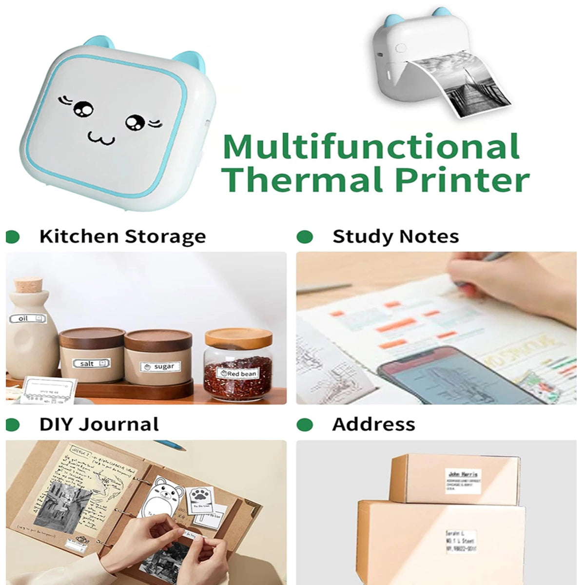 Portable Mini Printer， Wireless Photo Printer ，Ink-Free Thermal