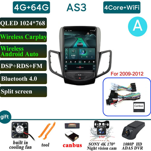 Car Radio Carplay For Ford Fiesta MK7 2009 - 2016 Navigation GPS