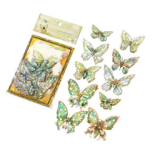 5Style 20pcs/pack INS Butterfly PET Sticker Pack Ice Crystal Laser