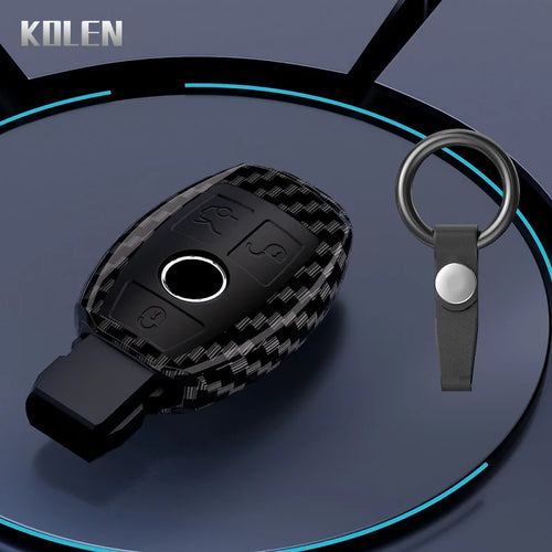 ABS Carbon Fiber Car Key Case Cover Shell For Mercedes Benz A B C E