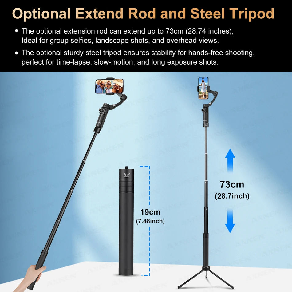 AXNEN M02 Gimbal Smartphone Stabilizer 3-Axis Anti-shake Video Record