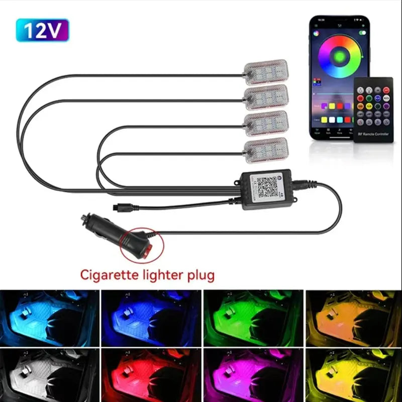 Neon LED Car Interior Ambient Foot Strip Light Kit Car Accessories