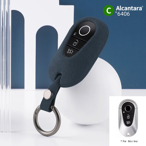 Alcantara Car Key Case Cover Holder Key Shell Buckle For 2023 Mercedes