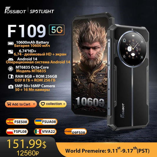 [World Premeire] FOSSiBOT F109,5G Rugged Smartphone,Android 14