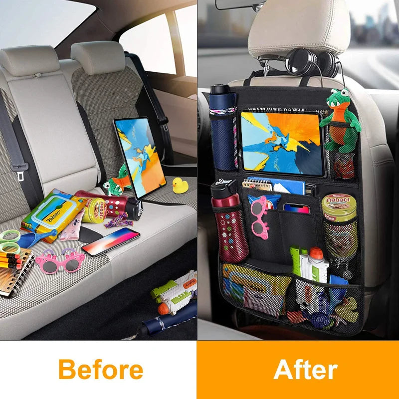 Car Backseat Organizer with Touch Screen Tablet Holder Auto Storage