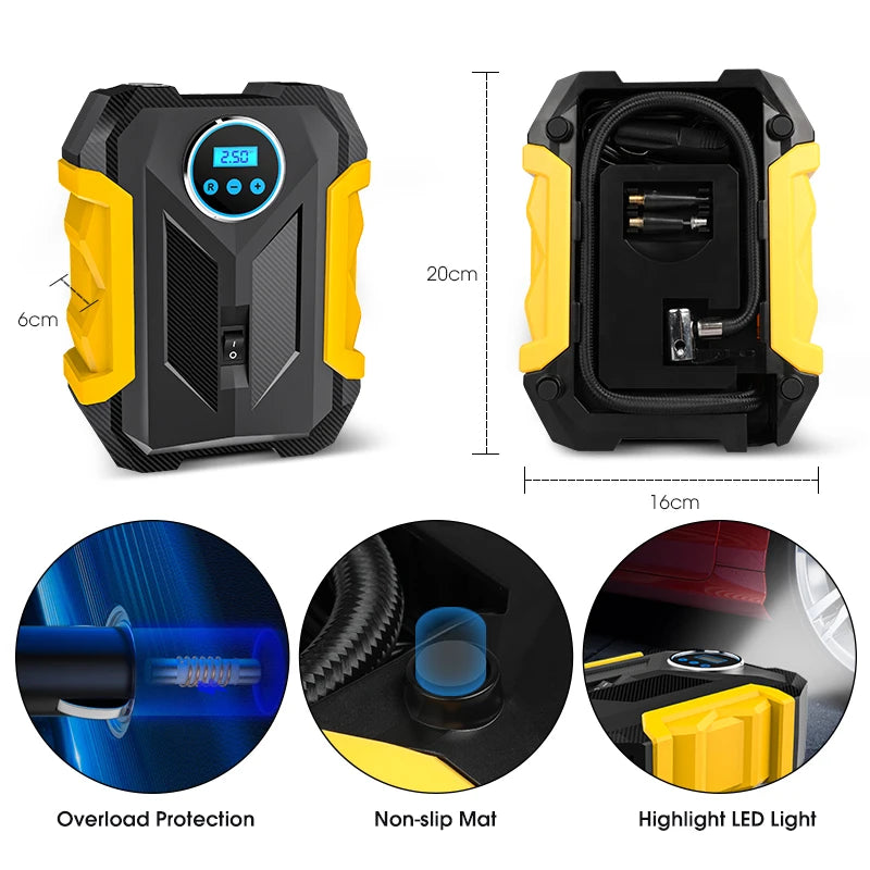 CARSUN Portable Automobile Air Compressor Digital Tire Inflation Pump