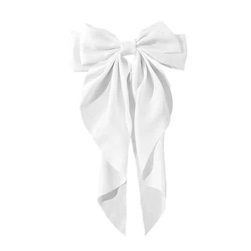 Women Elegant Bow Ribbon Hair Clip Fashion Solid Satin Spring Clip