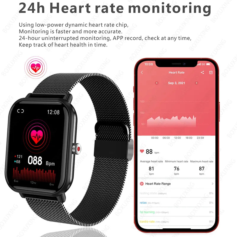 2023 New Smart Watch Men Blood Oxygen Monitoring Sports Fitness Watch