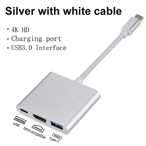 3-in-1 USB C Hub with 100W Power Delivery USB 3.0 4K HDMI-compatible