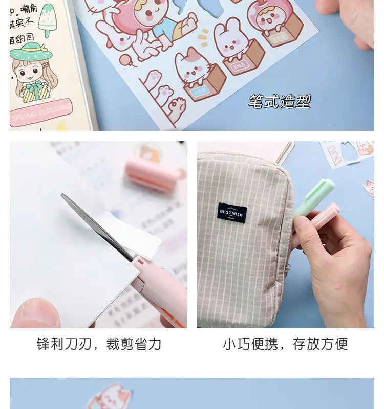 Mini Colorful Folding Scissors , Hand Tent Cutting, Mini Engraving