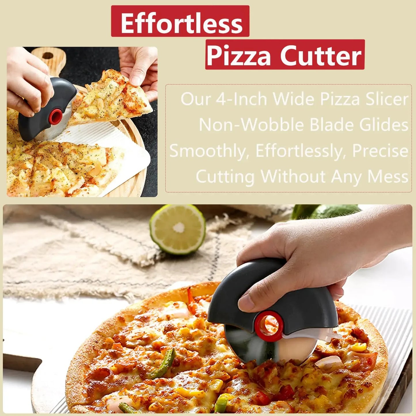 Stainless Steel Roller Cutter Multi-purpose Pizza Cake Dough Slicing