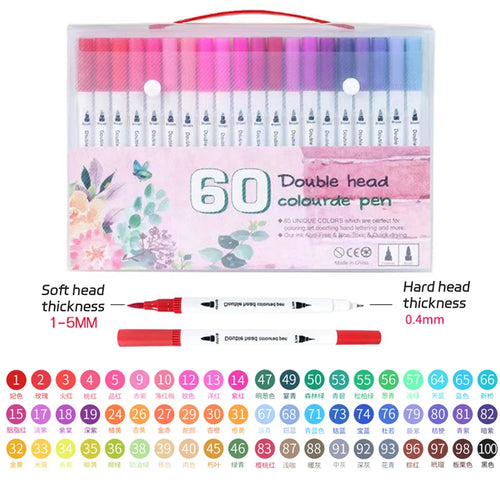 12-262 Colores Double Pen Tip Markers Brush Pens Set Painting
