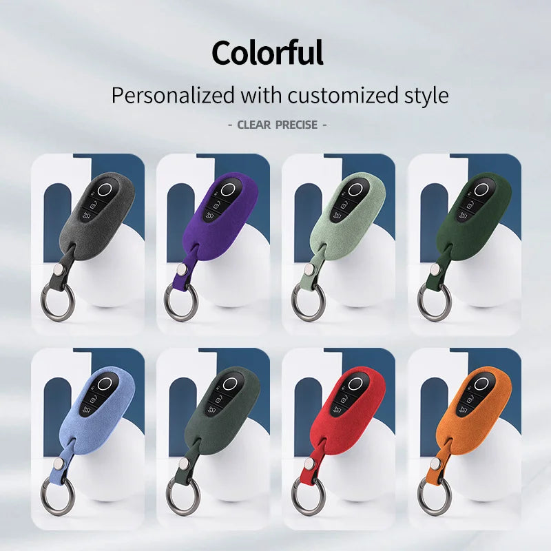 Alcantara Car Key Case Cover Holder Key Shell Buckle For 2023 Mercedes