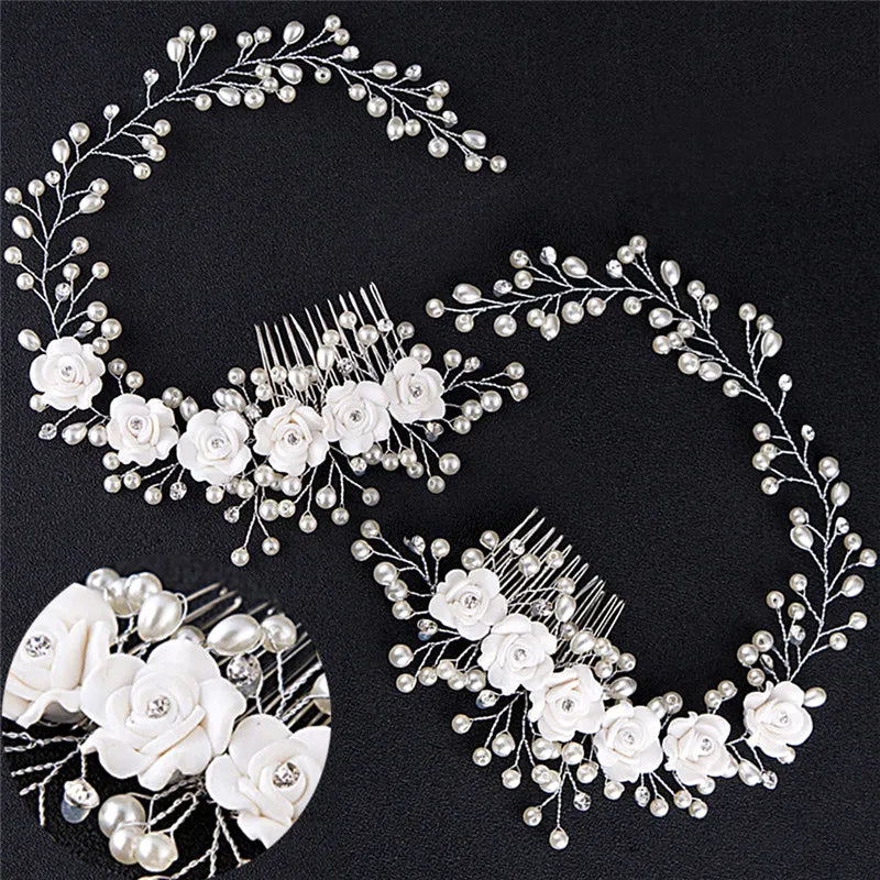 Made Hair Color Pearl Wedding Hair Combs Hair Accessories for Bridal