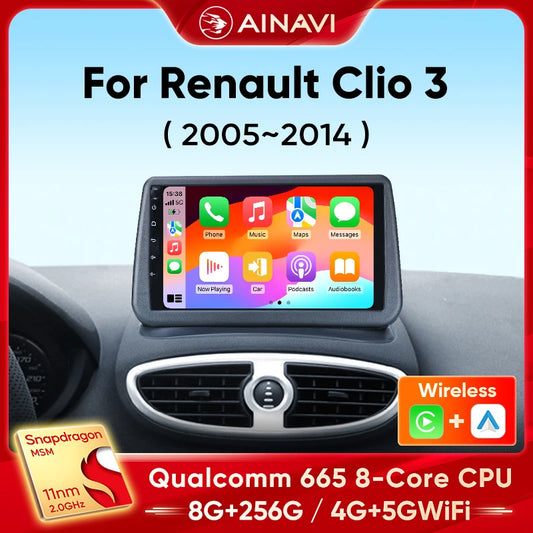 Ainavi Car Radio for Renault Clio 3 2005-2014 Wireless CarPlay Android
