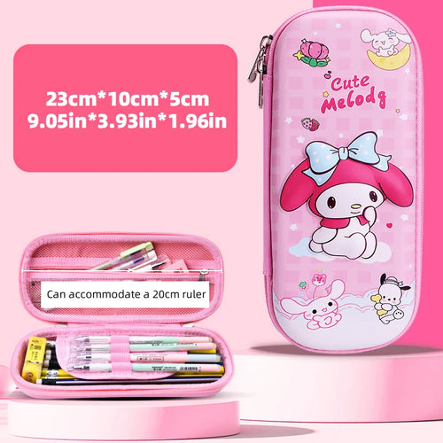 Kuromi & Cinnamoroll Pencil Case, Durable, 3D Three-dimensional
