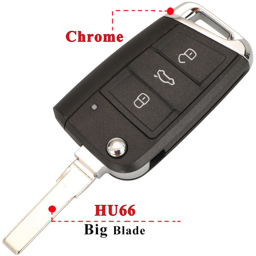 jingyuqin Flip Car Key Shell Case Fob For VW Golf 7 Sportsvan GTI MK7