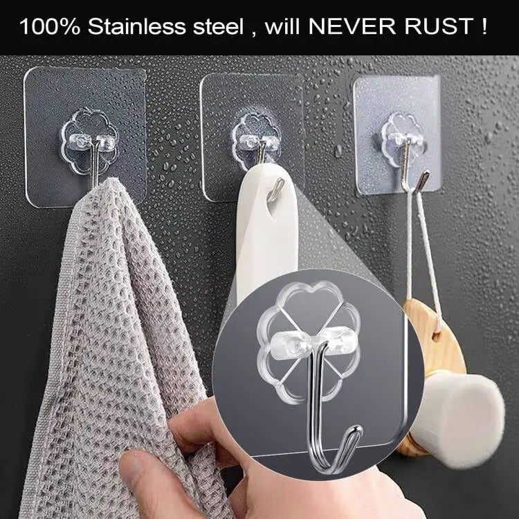1-10PCS Transparent Stainless Steel Strong Self Adhesive Hooks Key