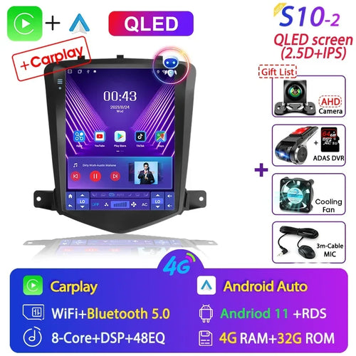 For Chevrolet Cruze 2008-2014 Carplay Android 12 Car Radio Multimedia