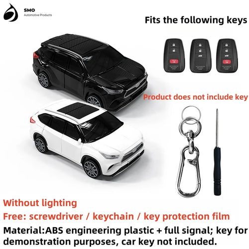 For Toyota Highlander Key Cover With Light Car Key Fob Car Model Key