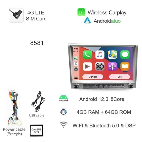 7862 720P Auto Android 13 12G+256G Car Radio GPS Player 4GB Carplay