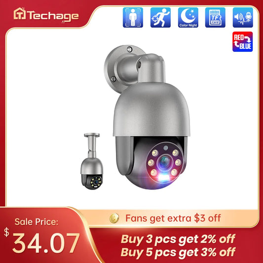 Techage 4K 8MP 5MP IP Camera Red-Blue Light Alert Human Detection