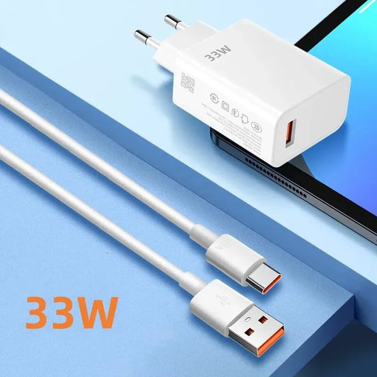 33W USB Charger And 6A Data Cable Quick Charge3.0 Mobile Phone Adapter