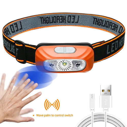 Mini Rechargeable Powerful Sensor Headlamp Fishing Camping USB Head
