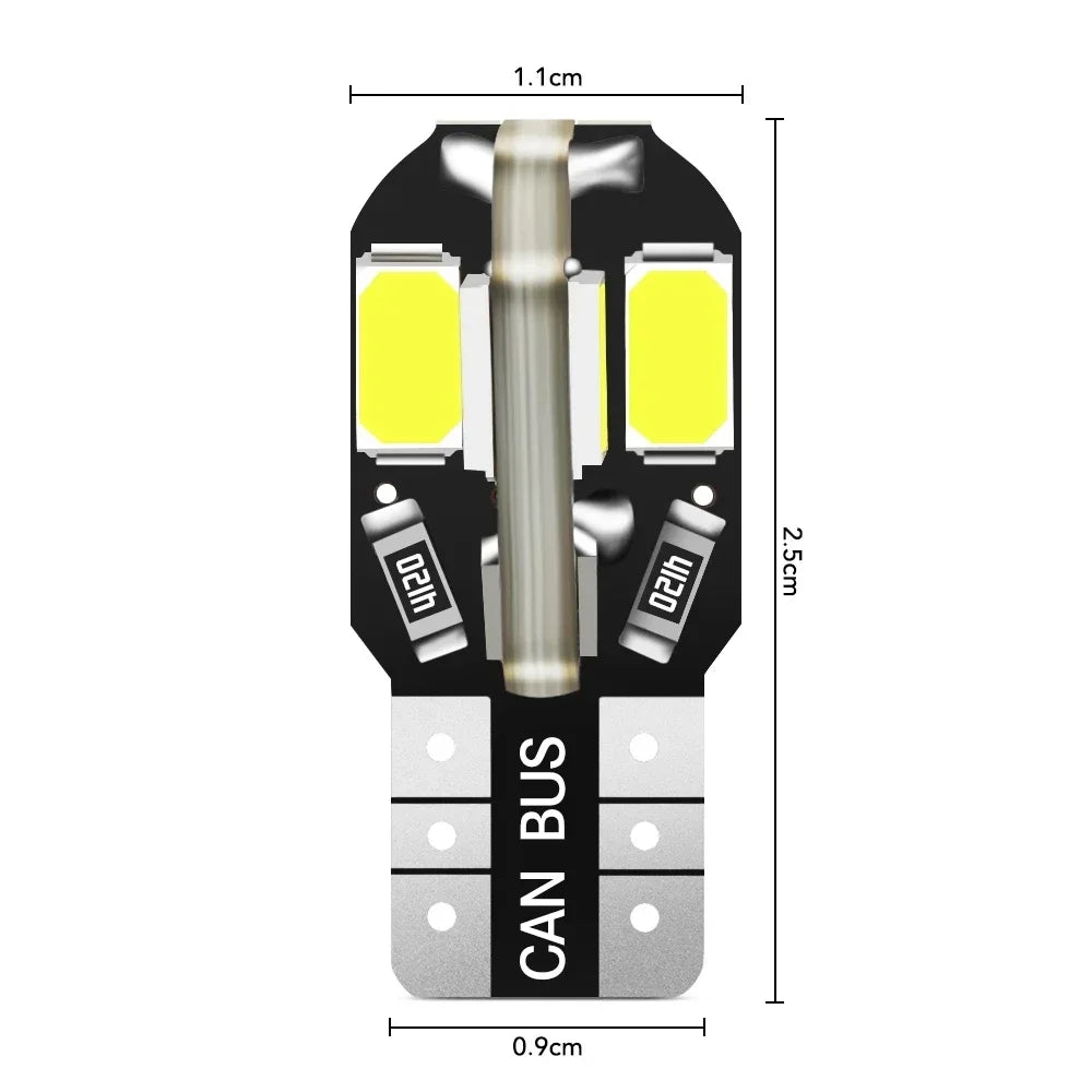 10/20PCS W5W T10 LED Bulbs Canbus 5730 8SMD 12V 6000K 194 168 LED Car