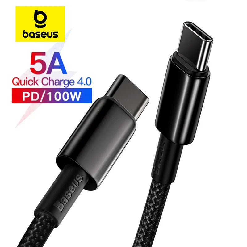 Baseus 100W Type C Cable For iPhone 15 USB C PD Fast Charging Charger