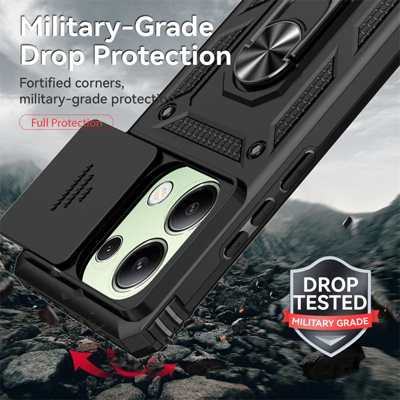 Shockproof Armor Funda For Xiaomi Redmi Note 13 Pro 5G 4G Slide Lens