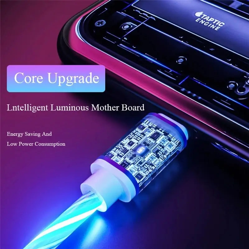 2m Type C Glowing Cable Mobile Phone Charging Cables LED Light Charger