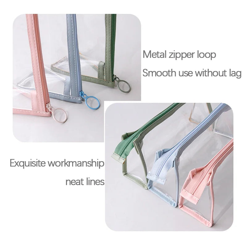 Transparent Pencil Case Large Capacity Simple Pen Bag Kawaii Cosmetic