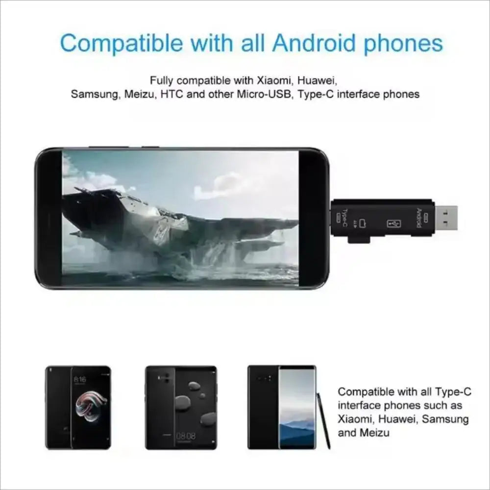 New 5 in 1 Multifunction USB 2.0 Type C USB Micro USB SD TF Memory