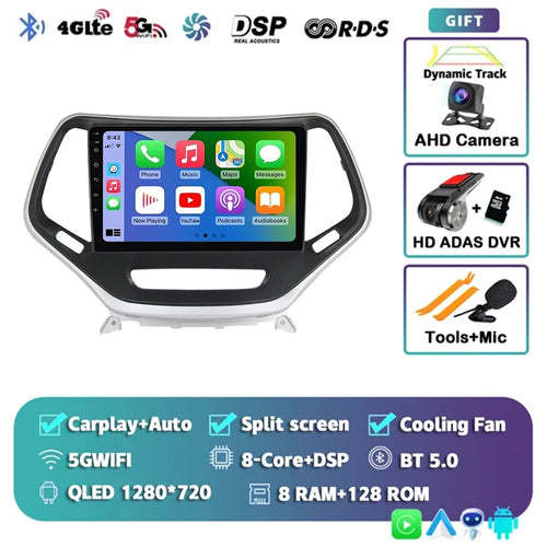 Android 14 Carplay Auto WIFI+4G Car Radio For Jeep Cherokee 5