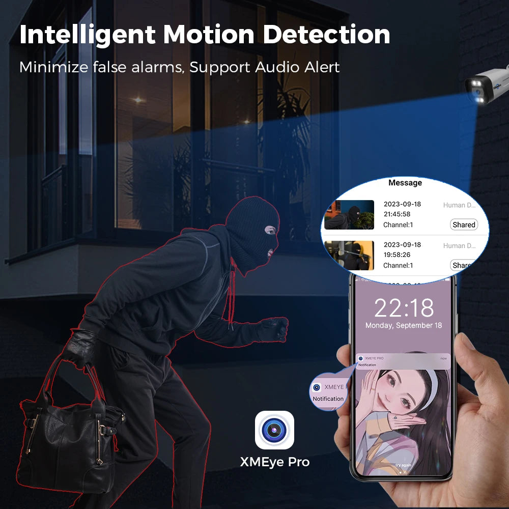 Hiseeu POE 5MP 8MP 4K IP Camera Color Night Vision Face Detection