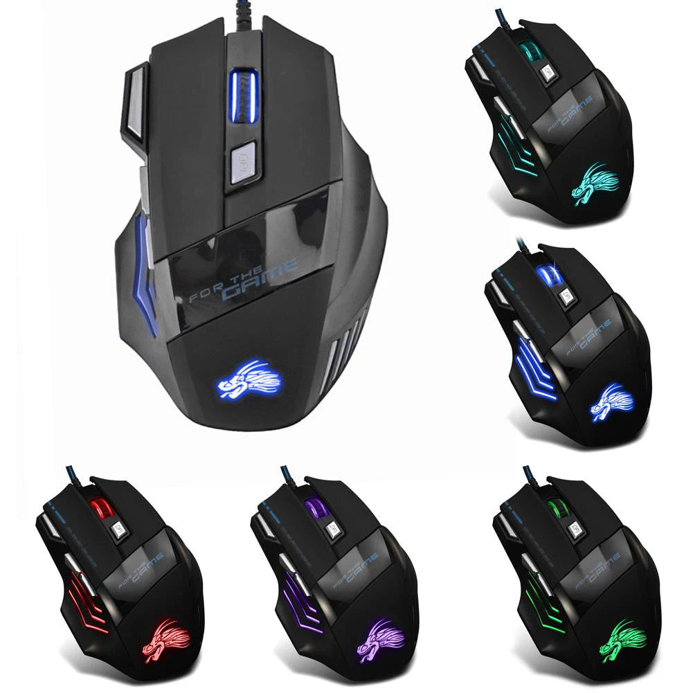 USB Wired Gaming Mouse 7 Button Backlit Ergonomic Mice 5500 DPI