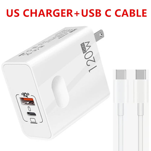 USB C 120W Gan Super Fast PD Charger For Laptop Tablets iPhone 15 iPad