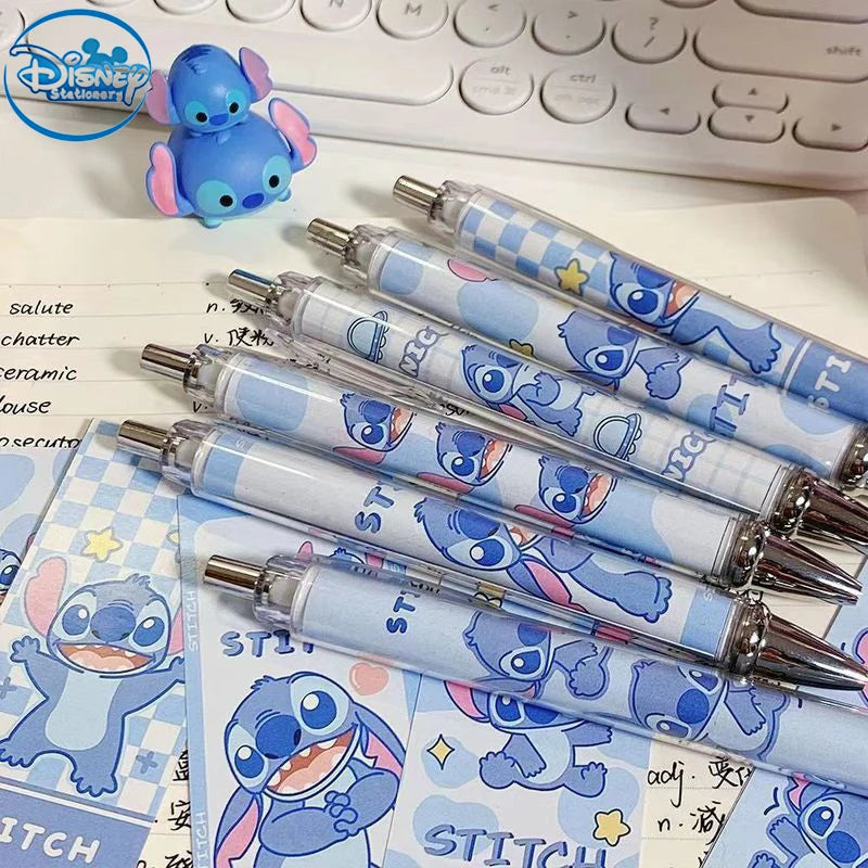 Disney 10-20 Pcs Gel Pen Cartoonstitch0.5 Lack Ink Signature Pen