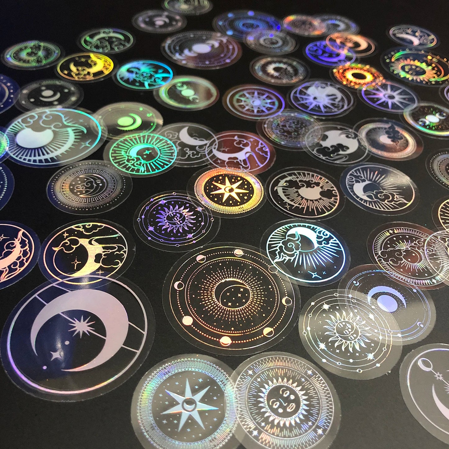 70 pcs PET Adhesive Stickers Waterproof Transparent Laser Silver