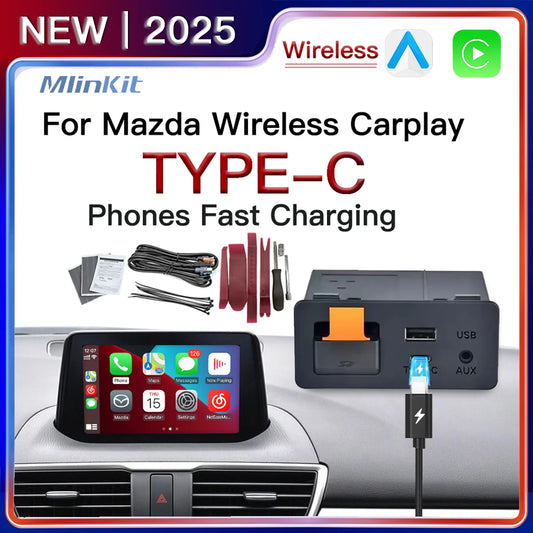 Type-C CarPlay Wireless Android Auto USB Adapter for Mazda 2 3 6 CX3