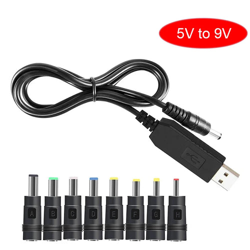 RGEEK 5.5*2.1mm 5V 9V 12V USB Cable Boost Converter Step-up Cord 8PCS