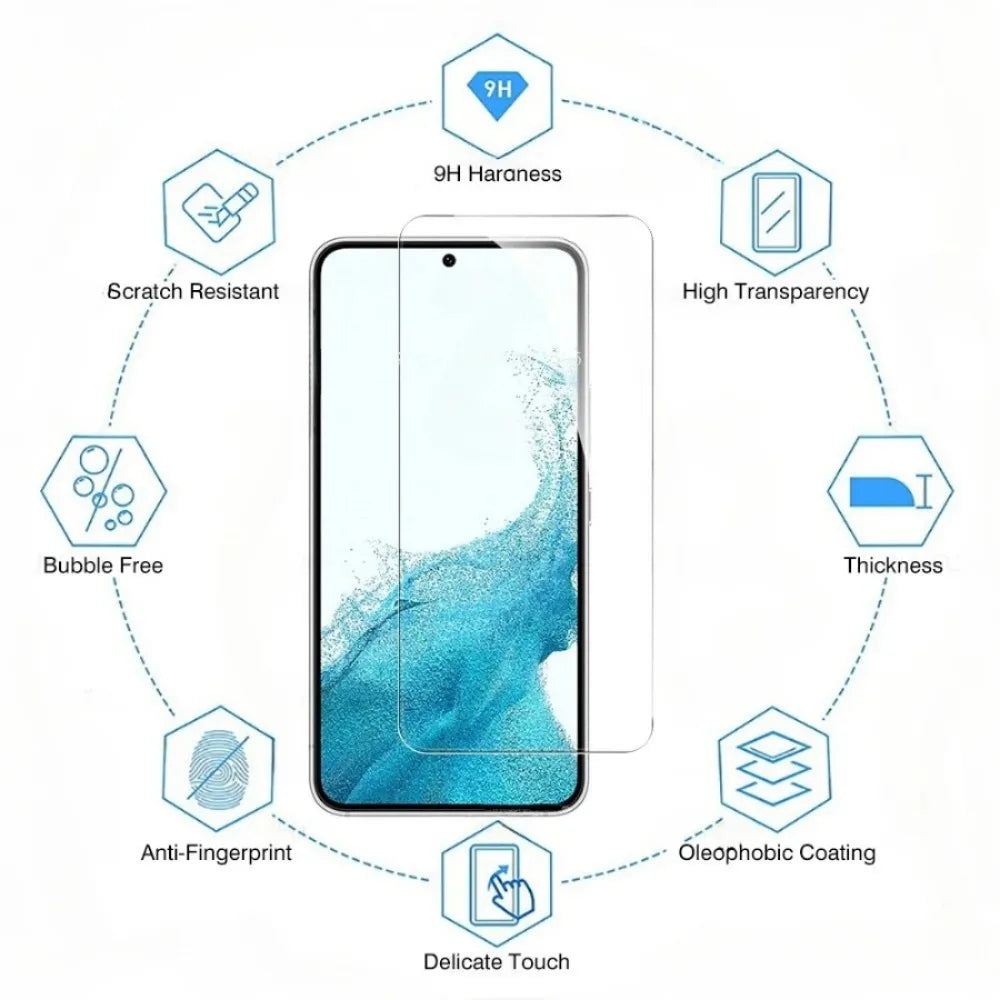 4pcs Full Cover Tempered Glass For Samsung Galaxy S24 S22 S21 S20 FE