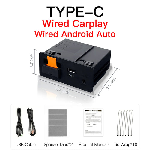 Type-C CarPlay Wireless Android Auto USB Adapter for Mazda 2 3 6 CX3