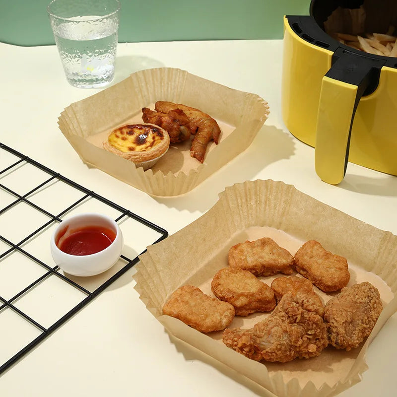 50Pcs Disposable Air Fryer Paper Oil Absorbing And Anti Oil Paper Tray