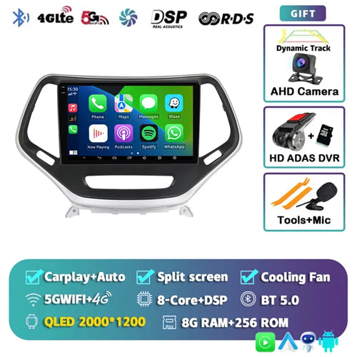 Android 14 Carplay Auto WIFI+4G Car Radio For Jeep Cherokee 5