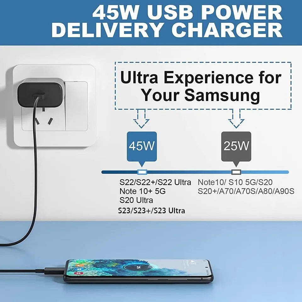 For Samsung 45W Ultra Fast Charger Cable Type C Cable USB C For